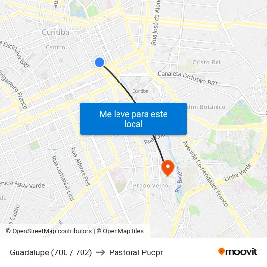Guadalupe (700 / 702) to Pastoral Pucpr map