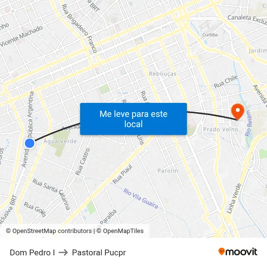 Dom Pedro I to Pastoral Pucpr map