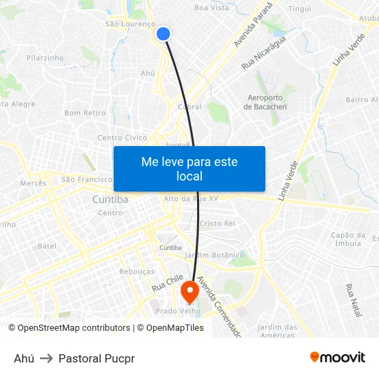 Ahú to Pastoral Pucpr map