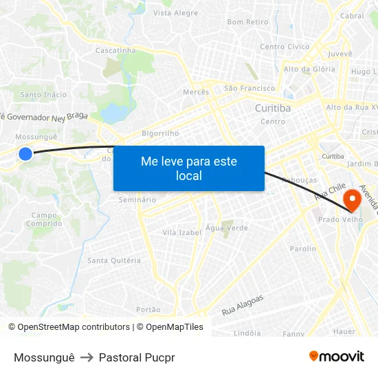 Mossunguê to Pastoral Pucpr map