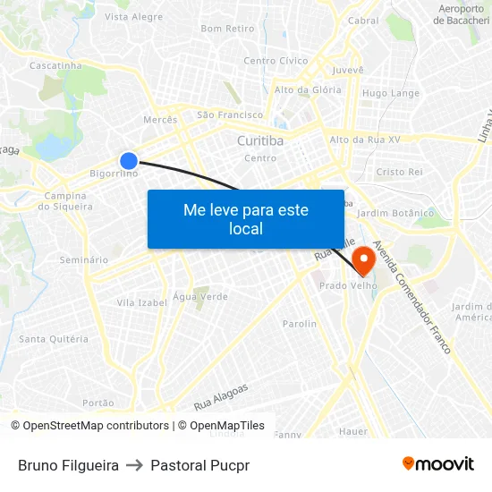 Bruno Filgueira to Pastoral Pucpr map