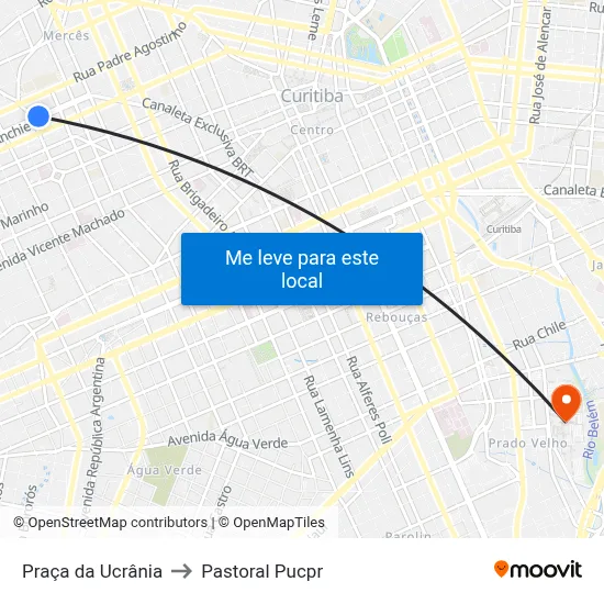 Praça da Ucrânia to Pastoral Pucpr map
