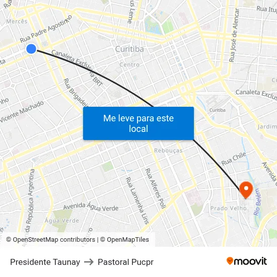 Presidente Taunay to Pastoral Pucpr map