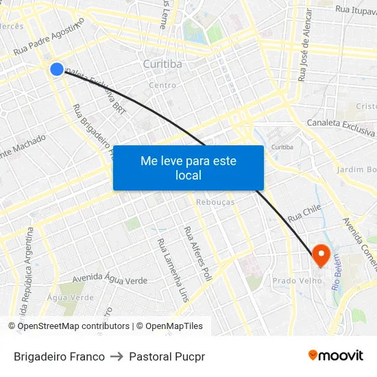 Brigadeiro Franco to Pastoral Pucpr map