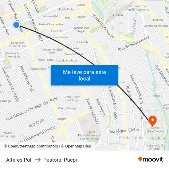 Alferes Poli to Pastoral Pucpr map