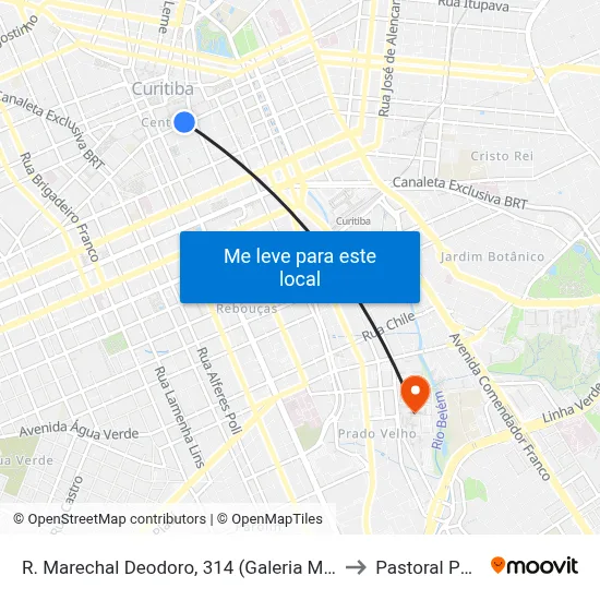 R. Marechal Deodoro, 314 (Galeria Minerva) to Pastoral Pucpr map