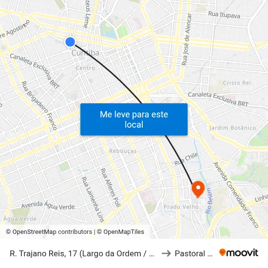 R. Trajano Reis, 17 (Largo da Ordem / Setor Histórico) to Pastoral Pucpr map