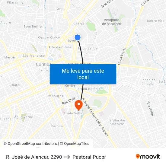 R. José de Alencar, 2290 to Pastoral Pucpr map