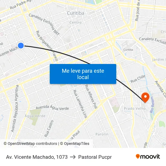Av. Vicente Machado, 1073 to Pastoral Pucpr map