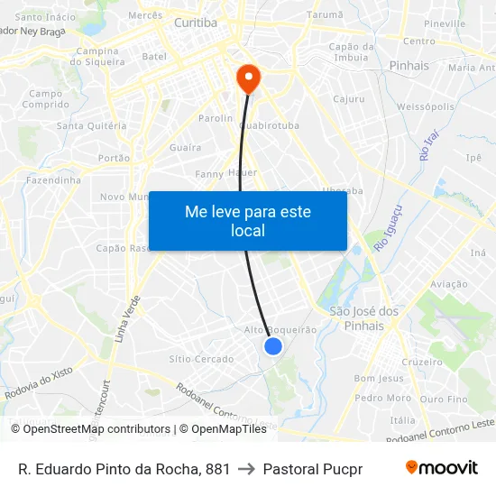 R. Eduardo Pinto da Rocha, 881 to Pastoral Pucpr map
