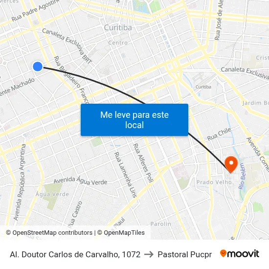 Al. Doutor Carlos de Carvalho, 1072 to Pastoral Pucpr map