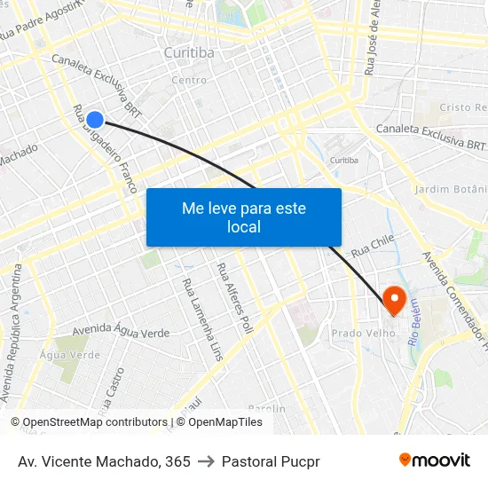 Av. Vicente Machado, 365 to Pastoral Pucpr map