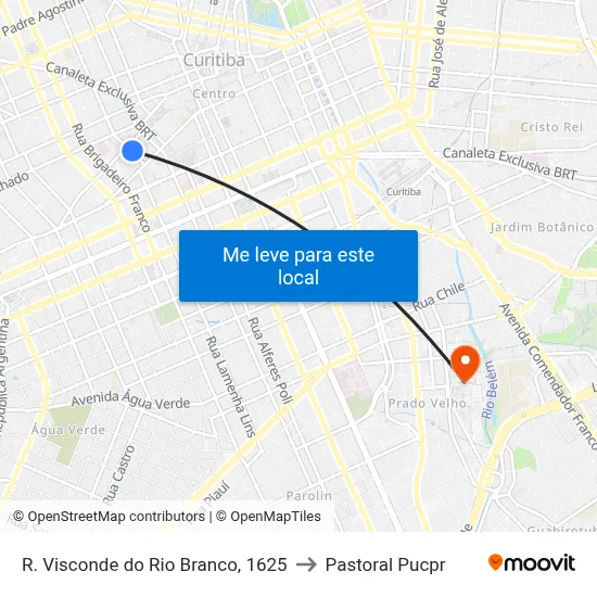 R. Visconde do Rio Branco, 1625 to Pastoral Pucpr map