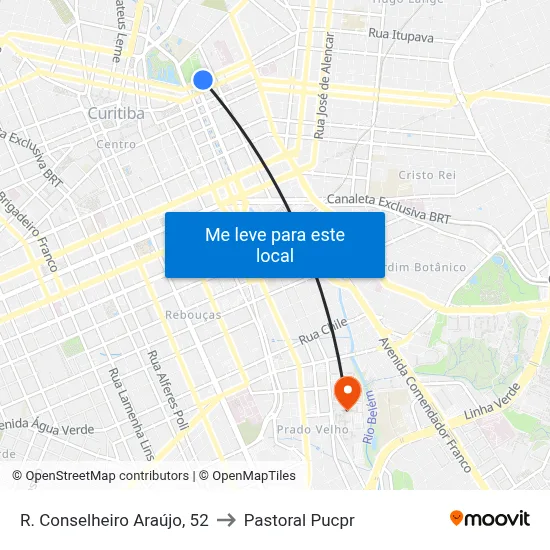 R. Conselheiro Araújo, 52 to Pastoral Pucpr map