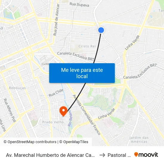 Av. Marechal Humberto de Alencar Castelo Branco, 215 to Pastoral Pucpr map