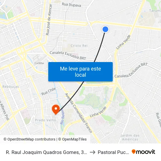 R. Raul Joaquim Quadros Gomes, 331 to Pastoral Pucpr map