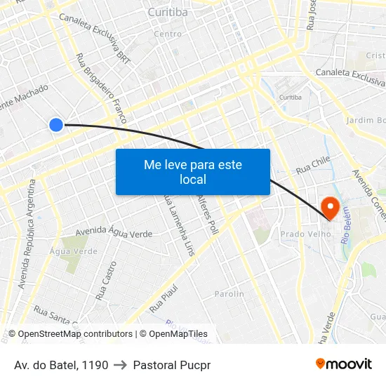 Av. do Batel, 1190 to Pastoral Pucpr map