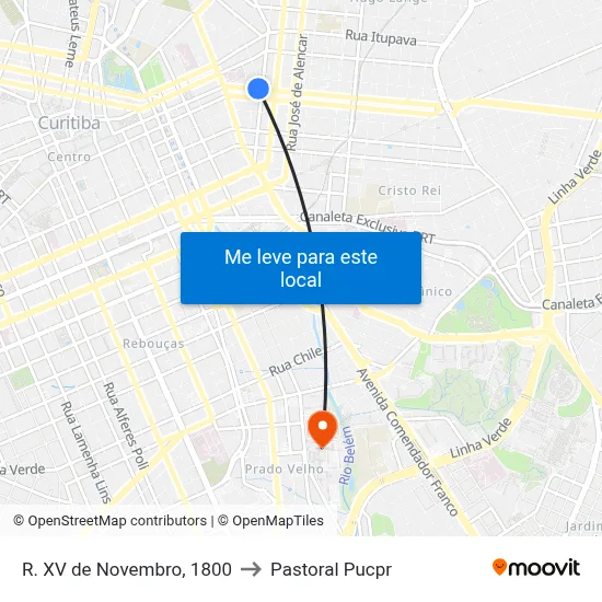R. XV de Novembro, 1800 to Pastoral Pucpr map