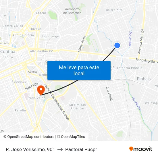 R. José Veríssimo, 901 to Pastoral Pucpr map