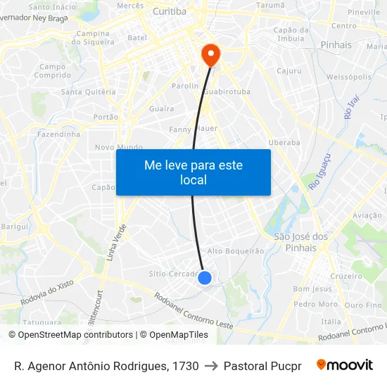 R. Agenor Antônio Rodrigues, 1730 to Pastoral Pucpr map