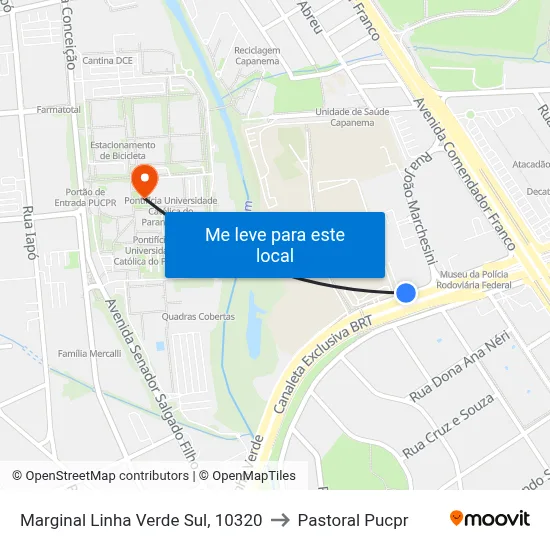 Marginal Linha Verde Sul, 10320 to Pastoral Pucpr map