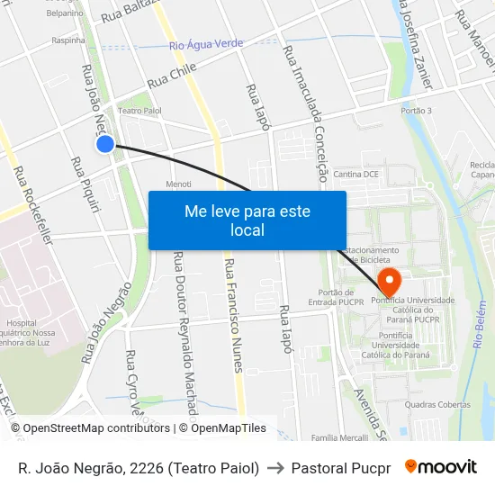 R. João Negrão, 2226 (Teatro Paiol) to Pastoral Pucpr map