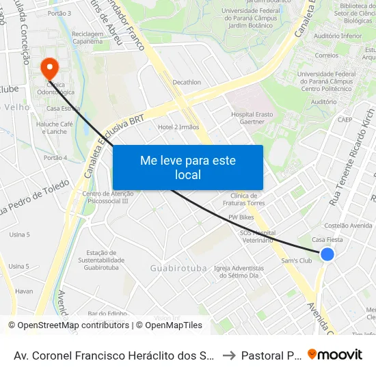 Av. Coronel Francisco Heráclito dos Santos, 1422 to Pastoral Pucpr map