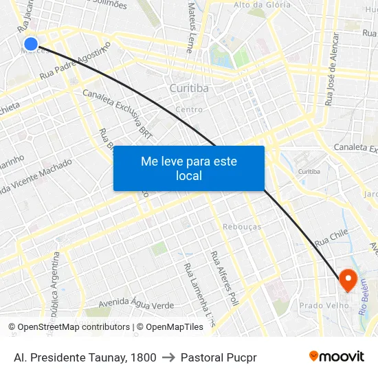 Al. Presidente Taunay, 1800 to Pastoral Pucpr map