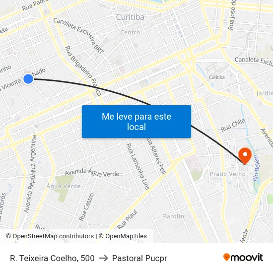 R. Teixeira Coelho, 500 to Pastoral Pucpr map