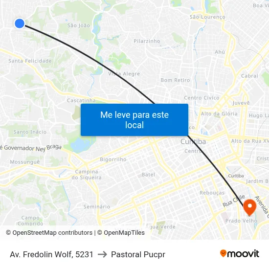 Av. Fredolin Wolf, 5231 to Pastoral Pucpr map