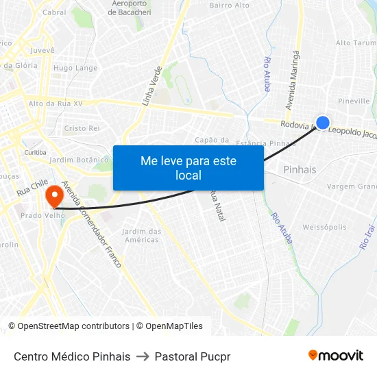 Centro Médico Pinhais to Pastoral Pucpr map
