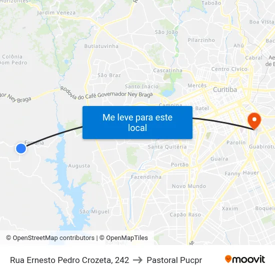 Rua Ernesto Pedro Crozeta, 242 to Pastoral Pucpr map