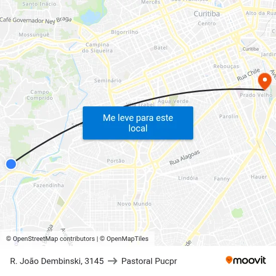 R. João Dembinski, 3145 to Pastoral Pucpr map