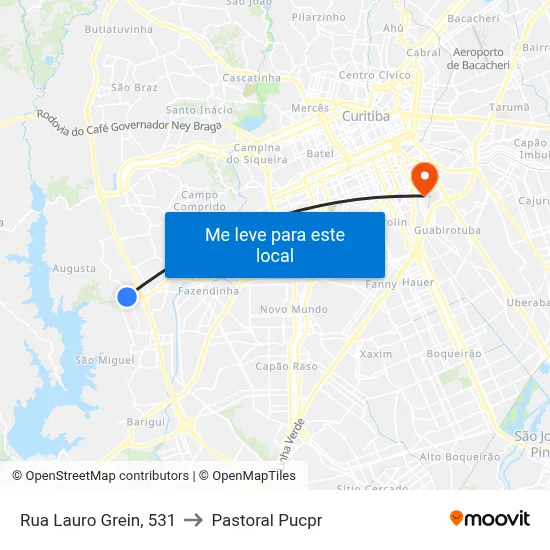 Rua Lauro Grein, 531 to Pastoral Pucpr map