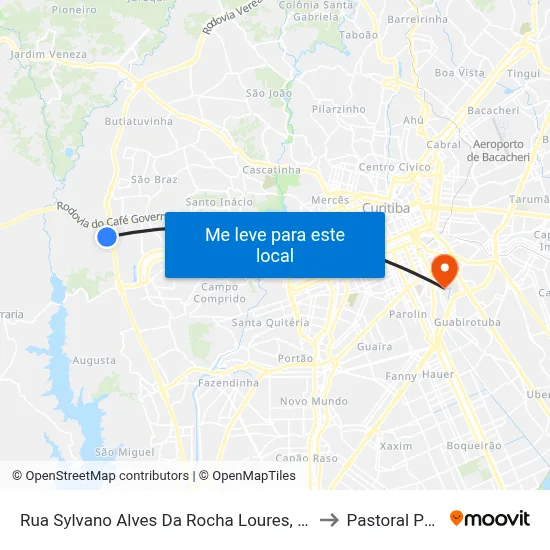 Rua Sylvano Alves Da Rocha Loures, 238-380 to Pastoral Pucpr map