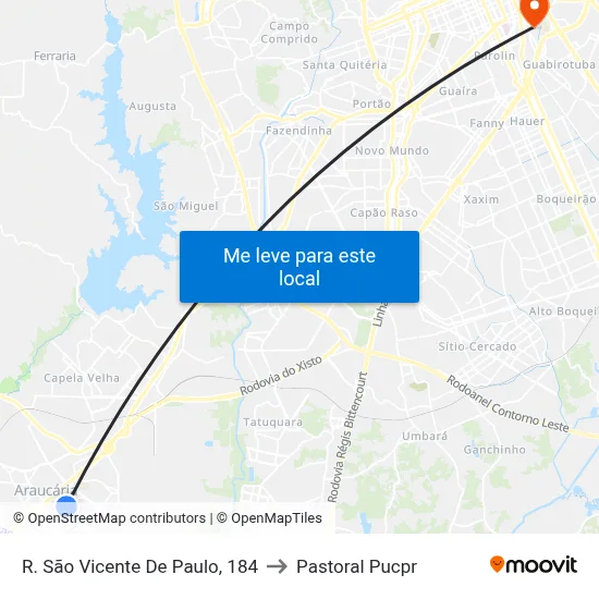 R. São Vicente De Paulo, 184 to Pastoral Pucpr map