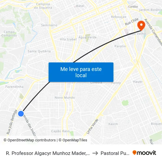 R. Professor Algacyr Munhoz Mader, 2761 to Pastoral Pucpr map