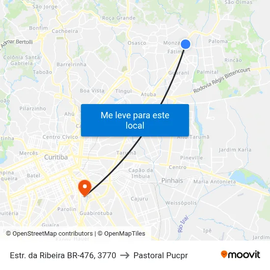 Estr. da Ribeira BR-476, 3770 to Pastoral Pucpr map