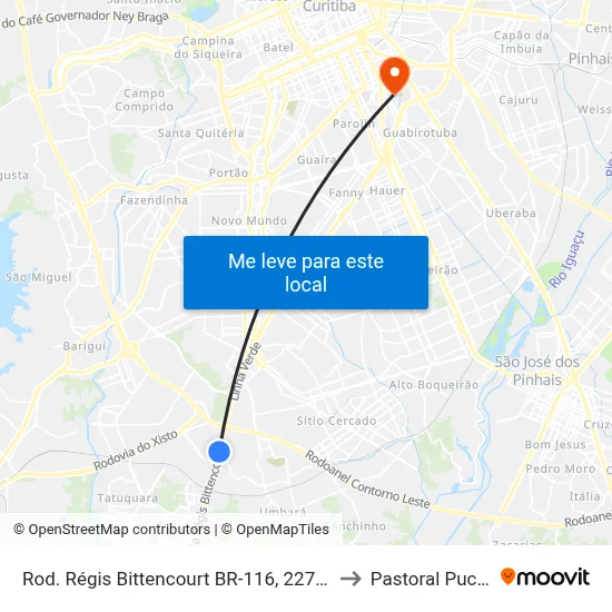 Marginal Rodovia Br 116 (Régis Bittencourt) 22790 to Pastoral Pucpr map