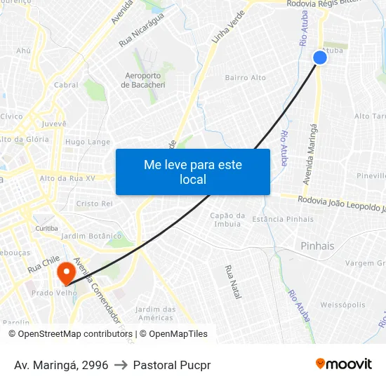 Av. Maringá, 2996 to Pastoral Pucpr map