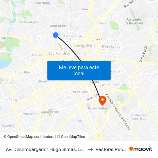 Av. Desembargador Hugo Simas, 500 to Pastoral Pucpr map