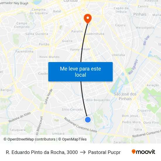 R. Eduardo Pinto da Rocha, 3000 to Pastoral Pucpr map
