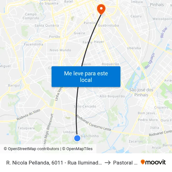 R. Nicola Pellanda, 6011  - Rua Iluminada Família Moletta to Pastoral Pucpr map