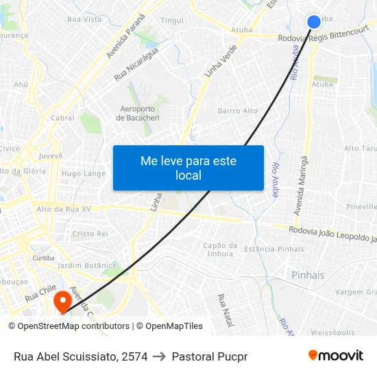 Rua Abel Scuissiato, 2574 to Pastoral Pucpr map