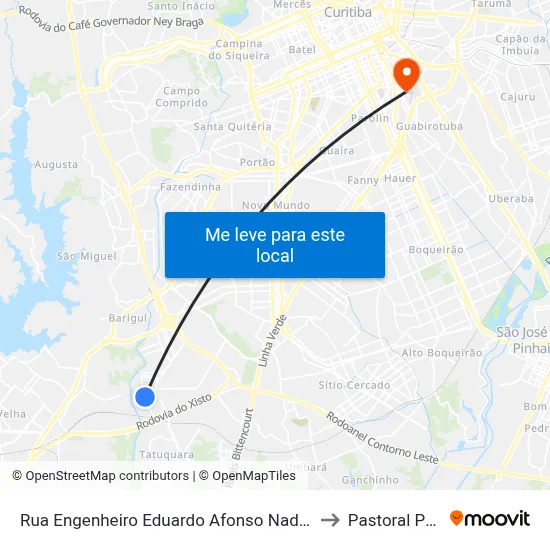 Rua Engenheiro Eduardo Afonso Nadolny, 851 to Pastoral Pucpr map