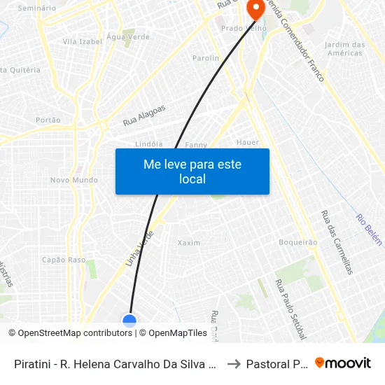 Piratini - R. Helena Carvalho Da Silva Corrêa, 196 to Pastoral Pucpr map