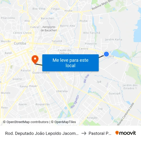 Rod. Deputado João Lepoldo Jacomel, 9054 to Pastoral Pucpr map