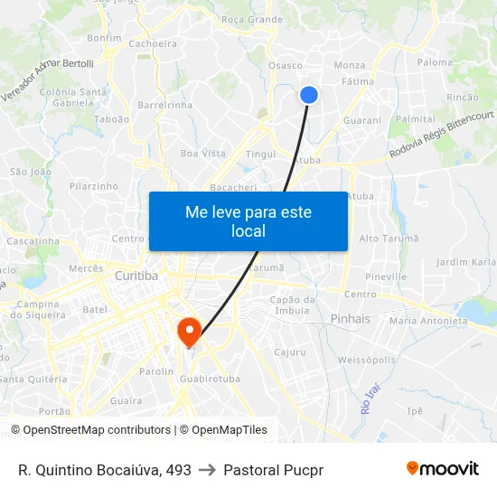 R. Quintino Bocaiúva, 493 to Pastoral Pucpr map