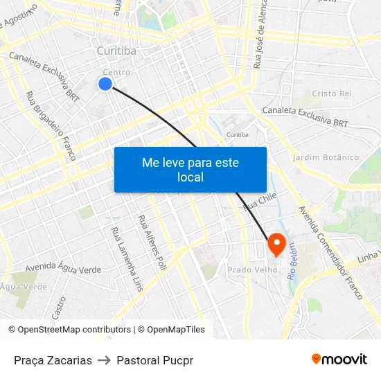 Praça Zacarias to Pastoral Pucpr map