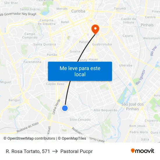 R. Rosa Tortato, 571 to Pastoral Pucpr map